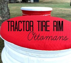 repurpose ottomans tractor tire rim, diy, painted furniture, repurposing upcycling, reupholster