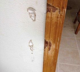 q can i stain over stained trim, painting, wall decor, Damaged trim and wall