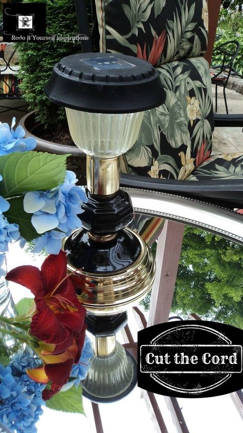 outdoor lighting solar lamp upcycle, lighting, outdoor living, repurposing upcycling