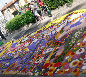 painted with petals, flooring, painting, One of the large floral carpets of Spello Italy s infiorata