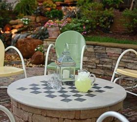 backyard ideas fire pit cover table gameboard, diy, outdoor living, painted furniture, woodworking projects