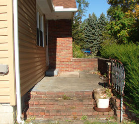 patio front porch rebuild renovation, container gardening, decks, flowers, gardening, porches, Old outdated worn down porch