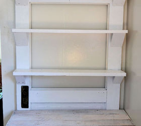 new use for an old door, doors, home decor, pallet, shelving ideas, storage ideas, Door with glass removed and shelves added