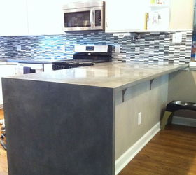 kitchen we did a few weeks ago, concrete countertops, countertops, kitchen design, Bar top with 41 x36 dropped edge all one piece