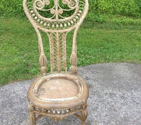 age of wicker chair, painted furniture, repurposing upcycling, Wicker chair original seat was leather with straw for cushion filler Would like to know the age of this chair and if the original finish was white