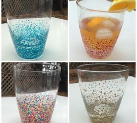 anthropologie inspired confetti glasses, crafts, repurposing upcycling