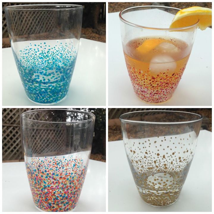 anthropologie inspired confetti glasses, crafts, repurposing upcycling