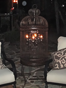 birdcage chandelier, lighting, outdoor living, repurposing upcycling, All a glow