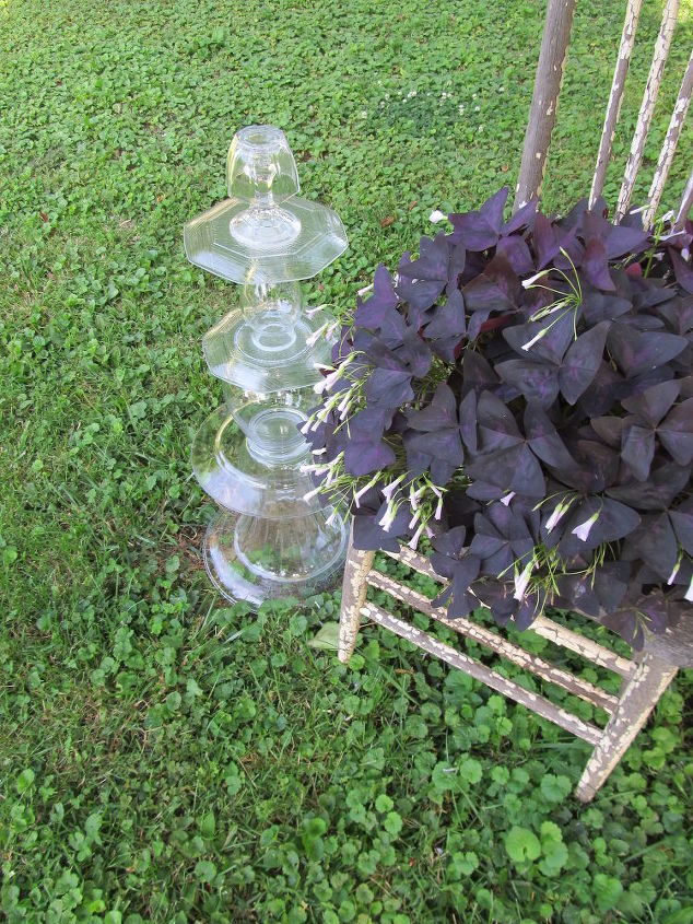 repurposed glassware garden topiaries easy project, flowers, gardening, repurposing upcycling