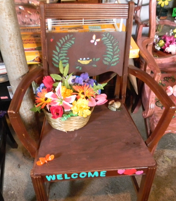 chair planters, flowers, gardening, painted furniture, repurposing upcycling, This old chair I picked up at an auction for a buck add a little bit of paint ect flowers and would look great in a flower garden