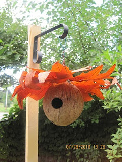 make a coconut bird feeder, crafts, gardening, bird feeders