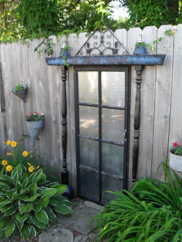 garden salvage, flowers, gardening, painting, repurposing upcycling, My door is flanked with my funnel planters