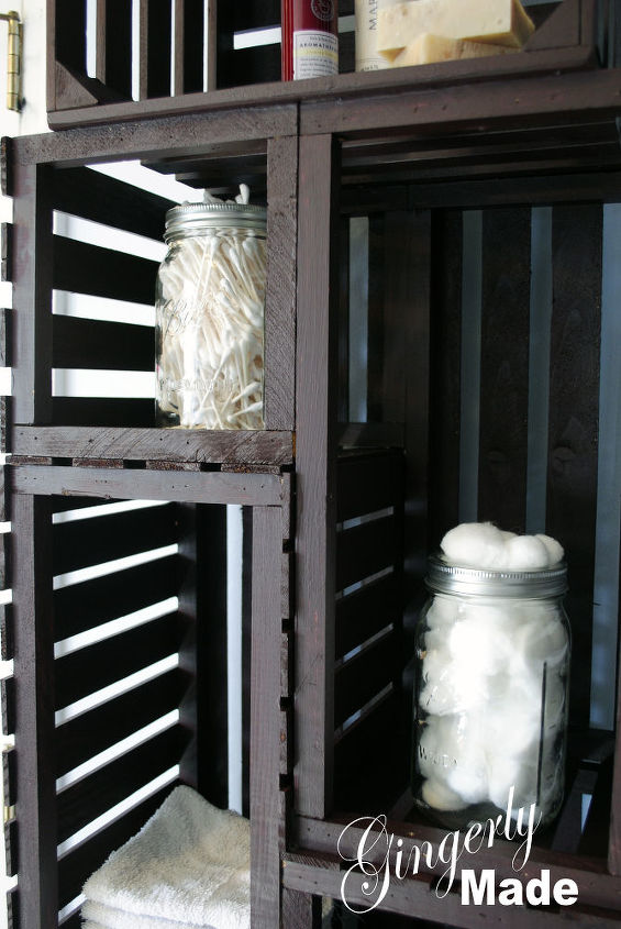 linen cabinet from old crates, bathroom, cabinets, repurposing upcycling
