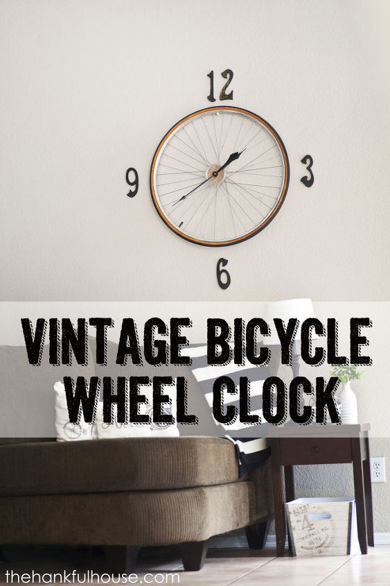 vintage bicycle wheel clock, home decor, repurposing upcycling, wall decor