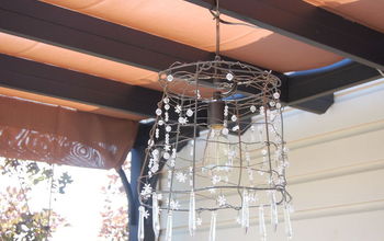 Turning a tomato cage into a chandelier