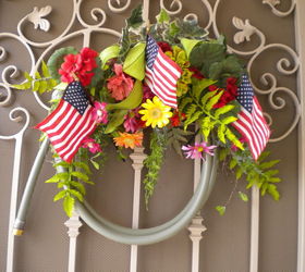 old garden hose wreath, crafts, flowers, gardening, wreaths, Repurpose an old garden hose into a front door wreath So very easy Flowers can be changed out as the season progresses