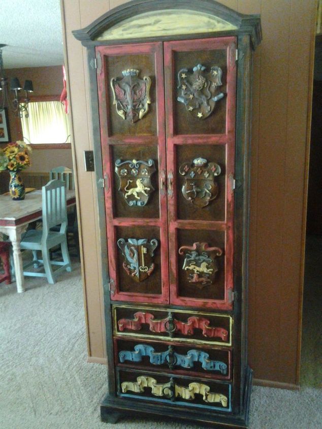 vintage armoire goes bo ho, painted furniture, After