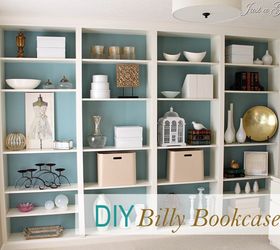 diy built in bookcases, painted furniture, shelving ideas, DIY custom bookcases from Ikea shelves