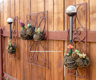 outdoor wall art gardening, gardening, repurposing upcycling, succulents, Wrought Iron Sconces Turned into a Outdoor Wall Planter After