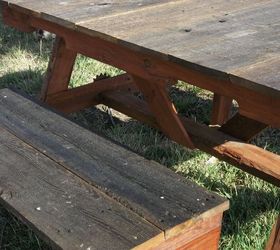 child s pallet and recycled cedar fencing picnic table, diy, outdoor furniture, outdoor living, painted furniture, pallet, woodworking projects