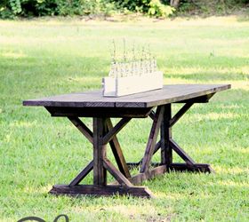 diy farmhouse table for 65, outdoor furniture, outdoor living, painted furniture