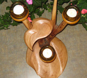 branch candleholder, home decor, woodworking projects, This is a top view of the three candles and a shelf