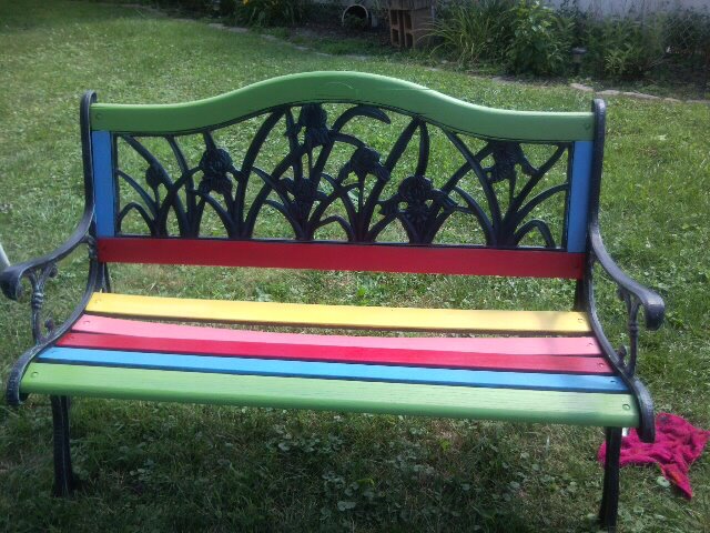 skittles bench, outdoor furniture, outdoor living, painted furniture