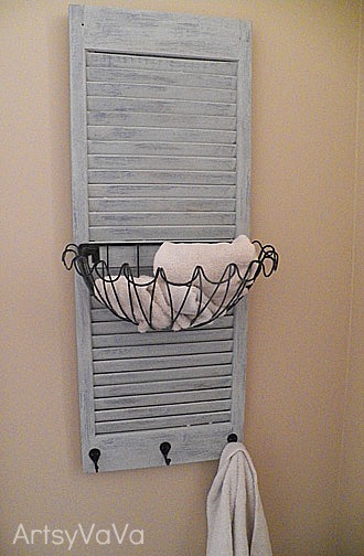 shutter caddy, bathroom ideas, chalk paint, crafts, This was my first attempt at making my own chalk paint
