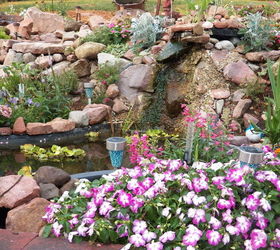 my rock gardens, flowers, landscape, outdoor living, ponds water features, Backyard Pond with waterfall