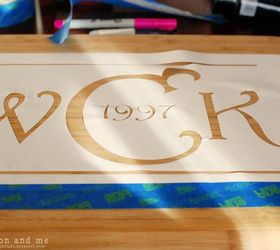 diy monogrammed cutting board wood burning stencil, crafts
