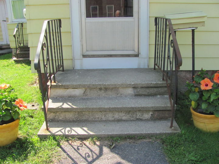 concrete steps railing screen door help