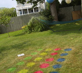 diy backyard games, outdoor living, painting, Some fluorescent spray paint and you re in business This lasts until the grass is cut
