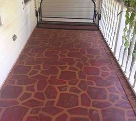 Painted Concrete Porch With a Stone Stencil