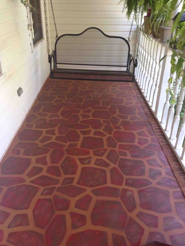 Painted Concrete Porch With A Stone Stencil Hometalk