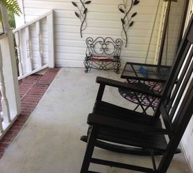 painted concrete porch with a stone stencil