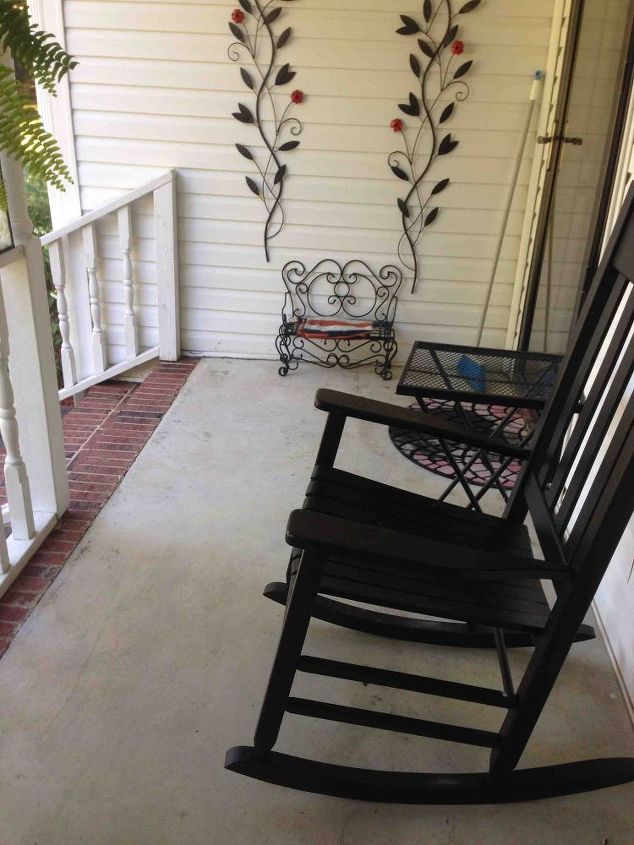 painted concrete porch with a stone stencil