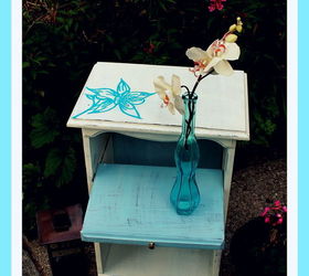 hand painted orchid flower night stand makeover, flowers, home decor, painted furniture