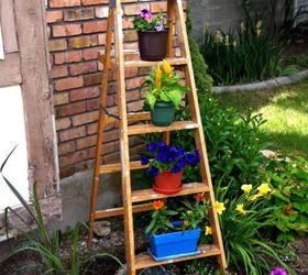 repurposed step ladder, flowers, gardening, repurposing upcycling, Step Ladder as garden planter
