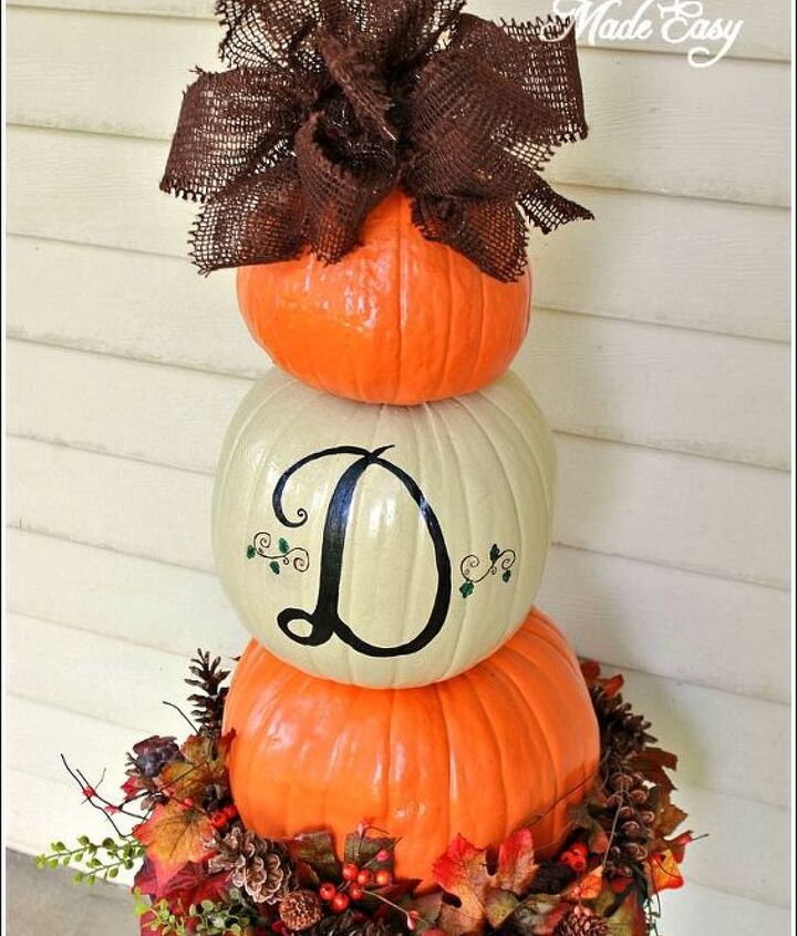 pumpkin topiary fall decorating ideas, container gardening, crafts, gardening, seasonal holiday decor, Fall Decorating Ideas