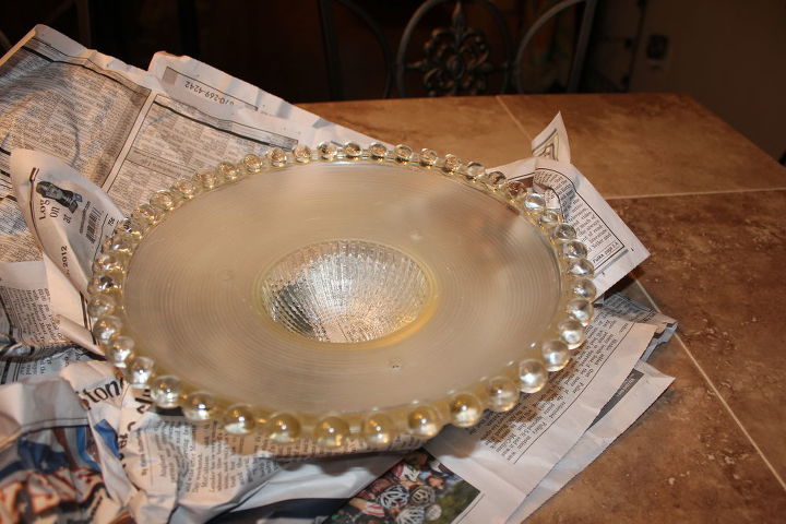 birdfeeder from an antique light cover, gardening, repurposing upcycling, before