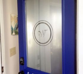 front door makeover stencil blue budget, diy, doors