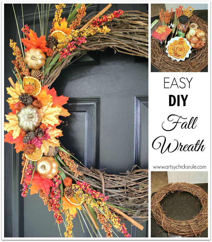dig fall wreath cinnamon pinecones leaves, crafts, wreaths