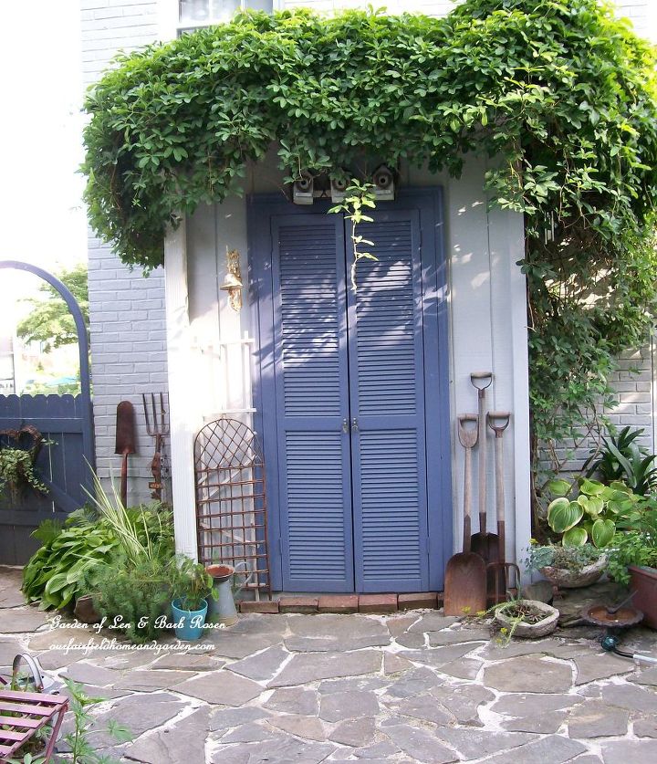 convert a tool shed into a potting shed, doors, gardening, outdoor living, Lean to tool shed turned into a potting shed and