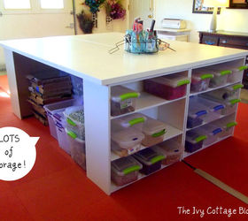 diy crafting table, craft rooms, painted furniture, storage ideas, Check out all of that storage