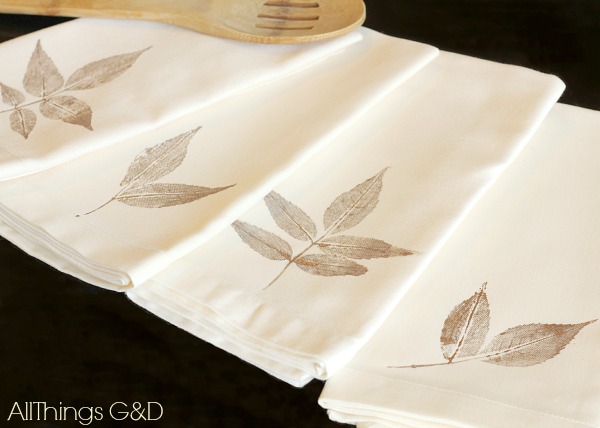Leaf-stamped napkins