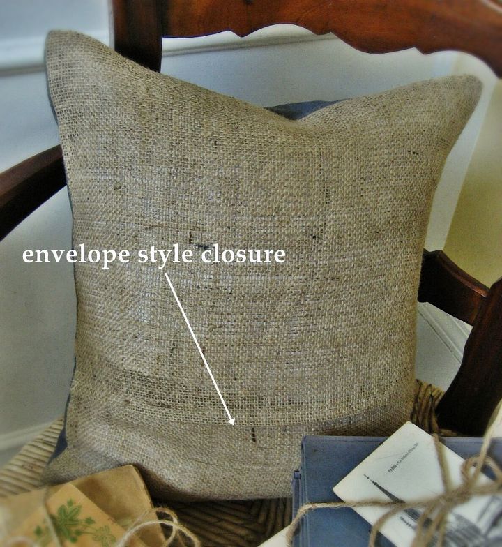 my linen and burlap vintage french typewriter pillow, crafts, home decor, Link to envelope style pillow closure tutorial included on post