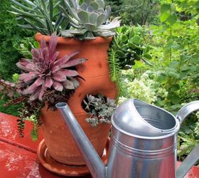 plant a succulent garden in a strawberry pot, container gardening, flowers, gardening, succulents, A fifty cent yard sale find transformed into a succulent garden See the directions and more pictures on my blog at