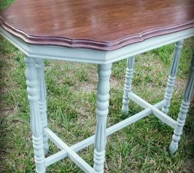 hand painted furniture, chalk paint, painted furniture, Duck egg blue ballerina table with stained top