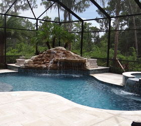swimming pool waterfall and ponds, decks, outdoor living, pool designs