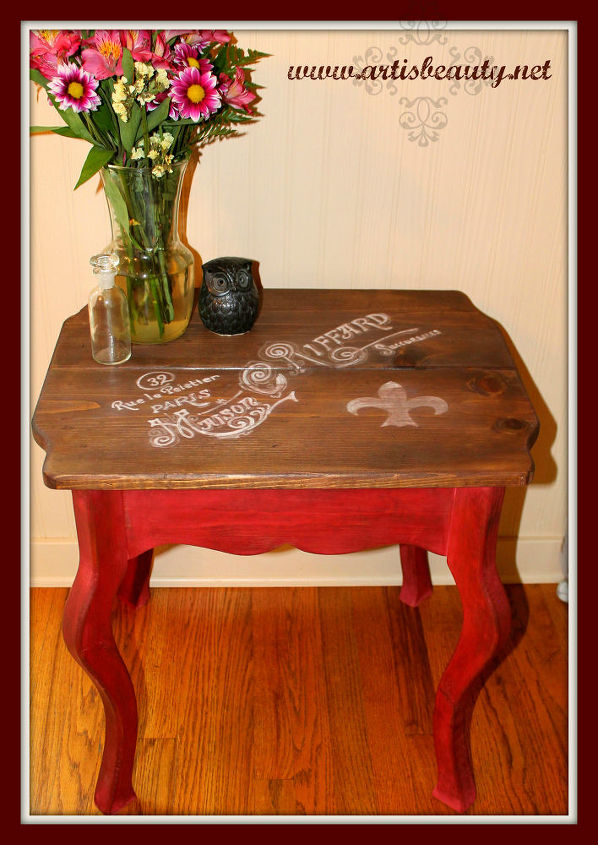 my hand painted rrench maison end table, home decor, painted furniture, rustic furniture